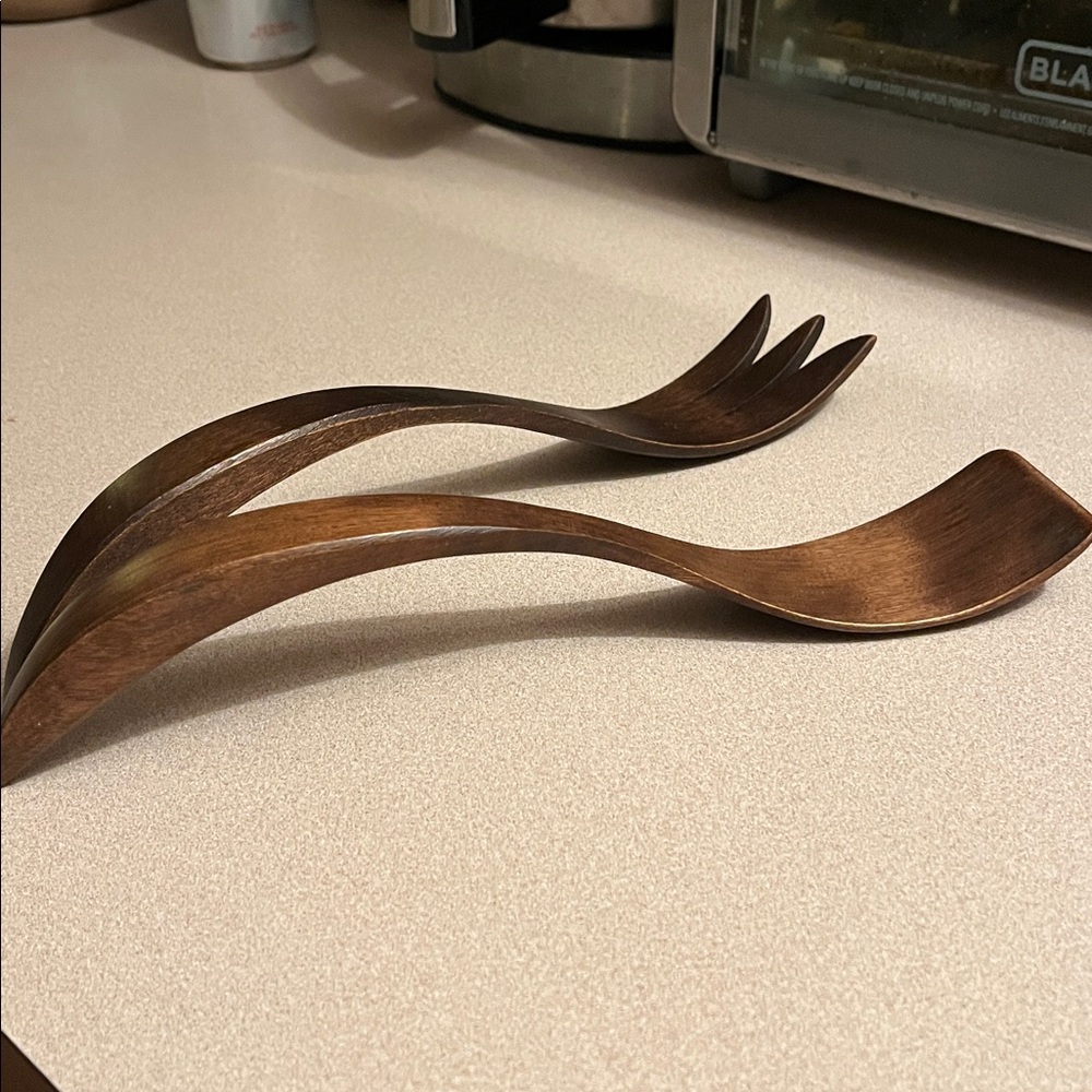 Vintage Wooden Salad Serving Set - Picture 4 of 4